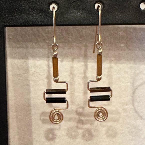 3/$35 Elongated Architectural designed Gold filled wire earrings - Picture 3 of 7